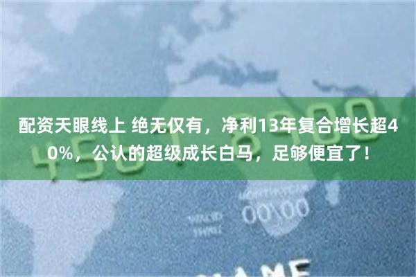 配资天眼线上 绝无仅有，净利13年复合增长超40%，公认的超级成长白马，足够便宜了！